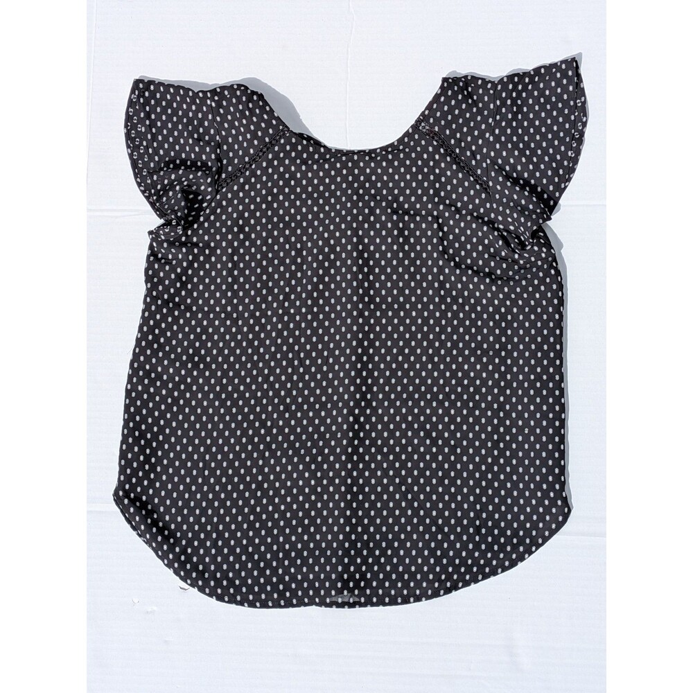 Loft Women's Size S Peite Black All Over Print Short Sleeve V Neck Blouse C8 NWT